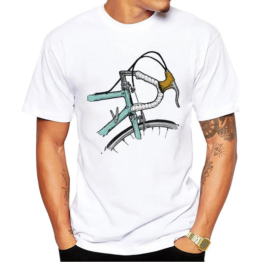 Stylized Bicycle Handlebar Graphic T-Shirt