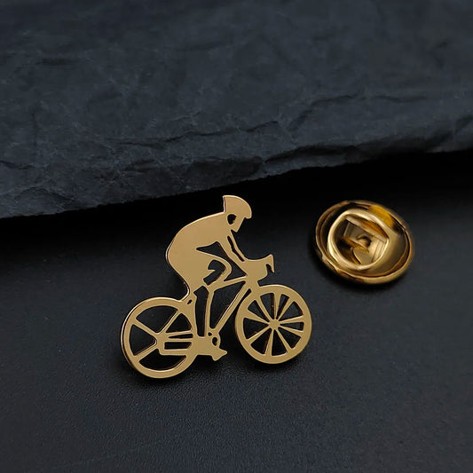 Men's Cycling Lapel Pin – Stainless Steel Brooch for Suits