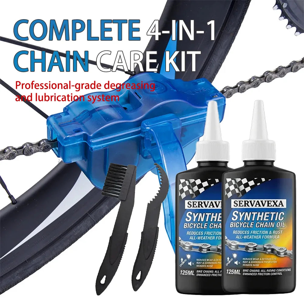 4-in-1 Bike Chain Cleaner Kit – Brush, Scraper & Chain Lube