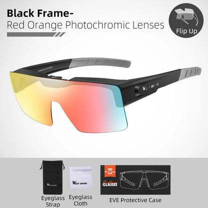 Flip-Up Photochromic Cycling Sunglasses