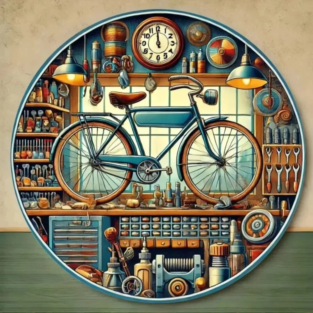 Vintage Bicycle Repair Shop Metal Sign