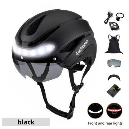 Bicycle Helmet LED Lights with Magnetic Goggles
