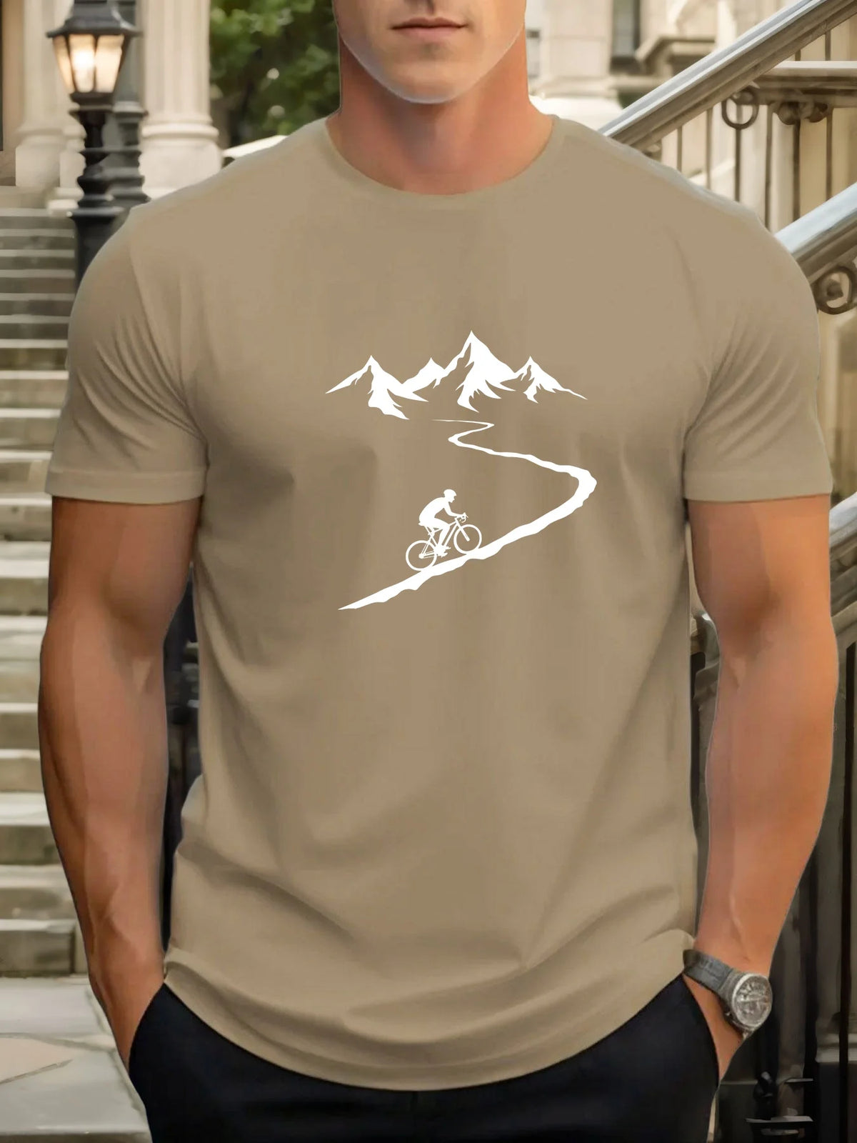 Men's Cycling Print T-Shirt – Cotton Casual Sports Tee