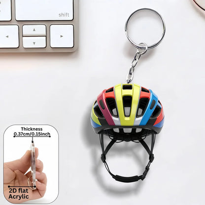 Bike Helmet Acrylic Keychain – 2D Flat Pendant | Cycling Gift