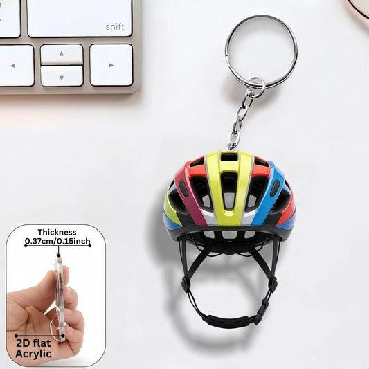 Bike Helmet Acrylic Keychain – 2D Flat Pendant | Cycling Gift