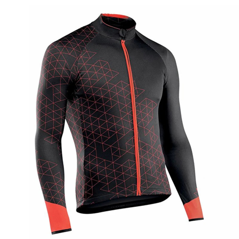 Long Sleeve Cycling Jersey Set – Solid Color, Full Zip, 19D Gel Pad