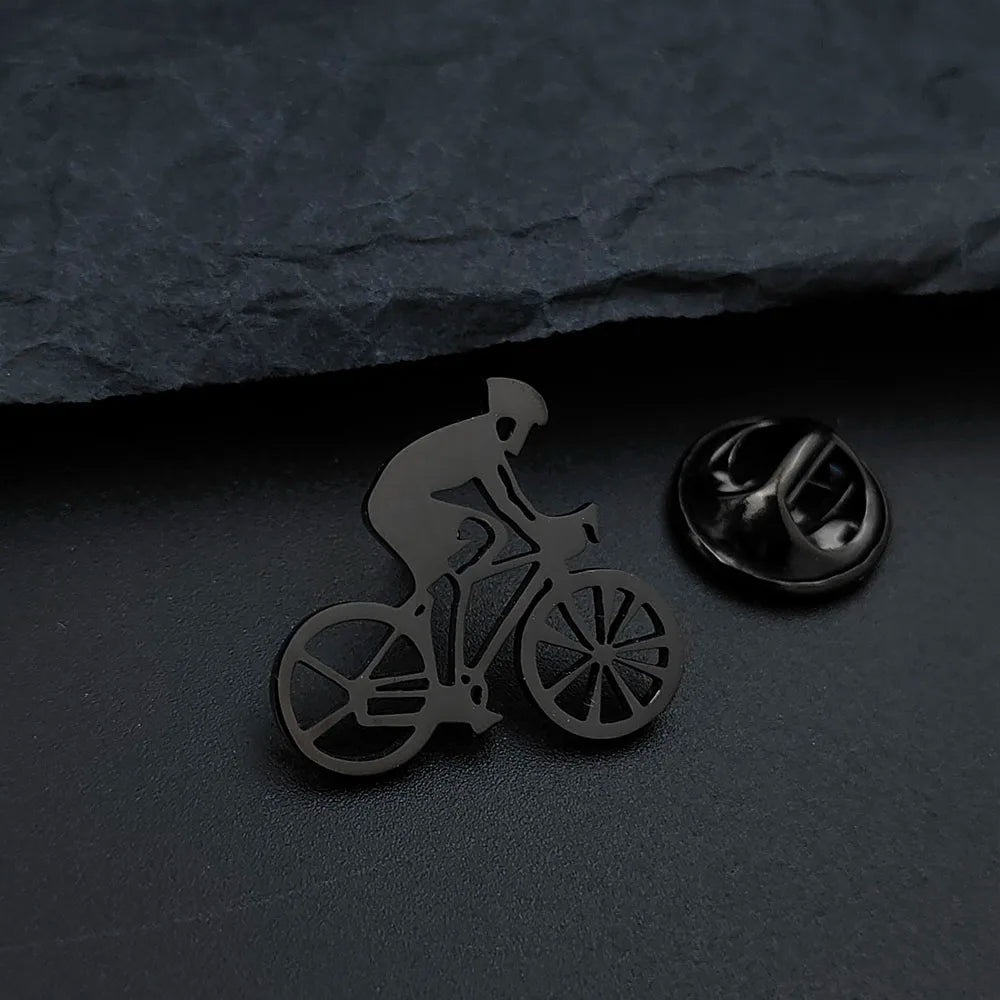 Men's Cycling Lapel Pin – Stainless Steel Brooch for Suits