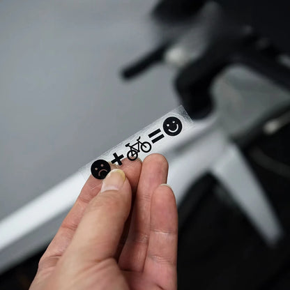 Sad Face + Bike = Happy Face Vinyl Sticker Set – 3pcs, Waterproof, MTB & Road Bike