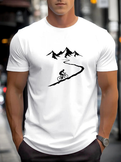 Men's Cycling Print T-Shirt – Cotton Casual Sports Tee