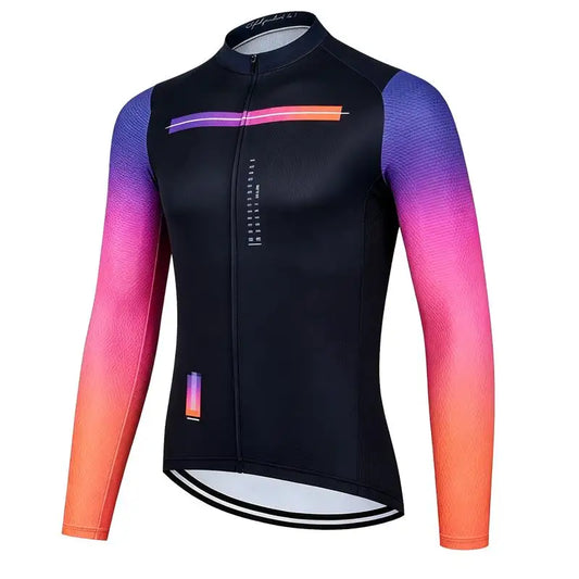 Unisex Long Sleeve Cycling Jersey – Full Zip Breathable Road Bike Shirt