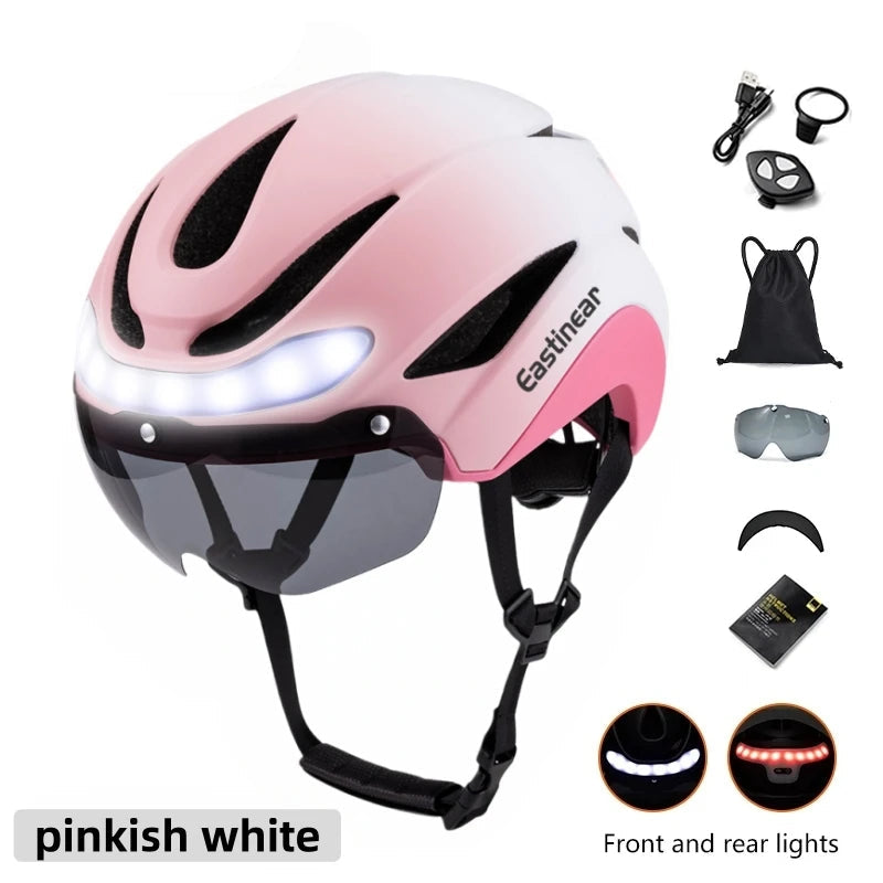Bicycle Helmet LED Lights with Magnetic Goggles