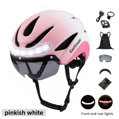 Bicycle Helmet LED Lights with Magnetic Goggles