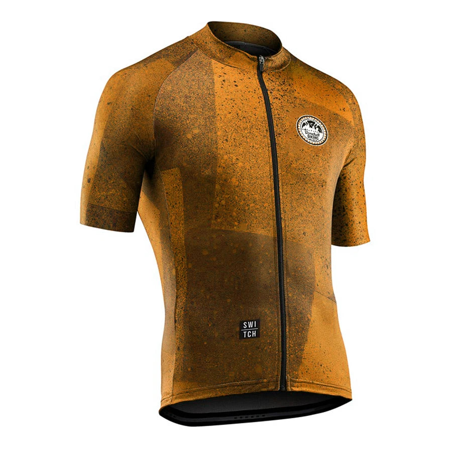 Men’s Short-Sleeve Cycling Jersey – Fleece-Lined, Fade-Resistant Print, 7 Colorways