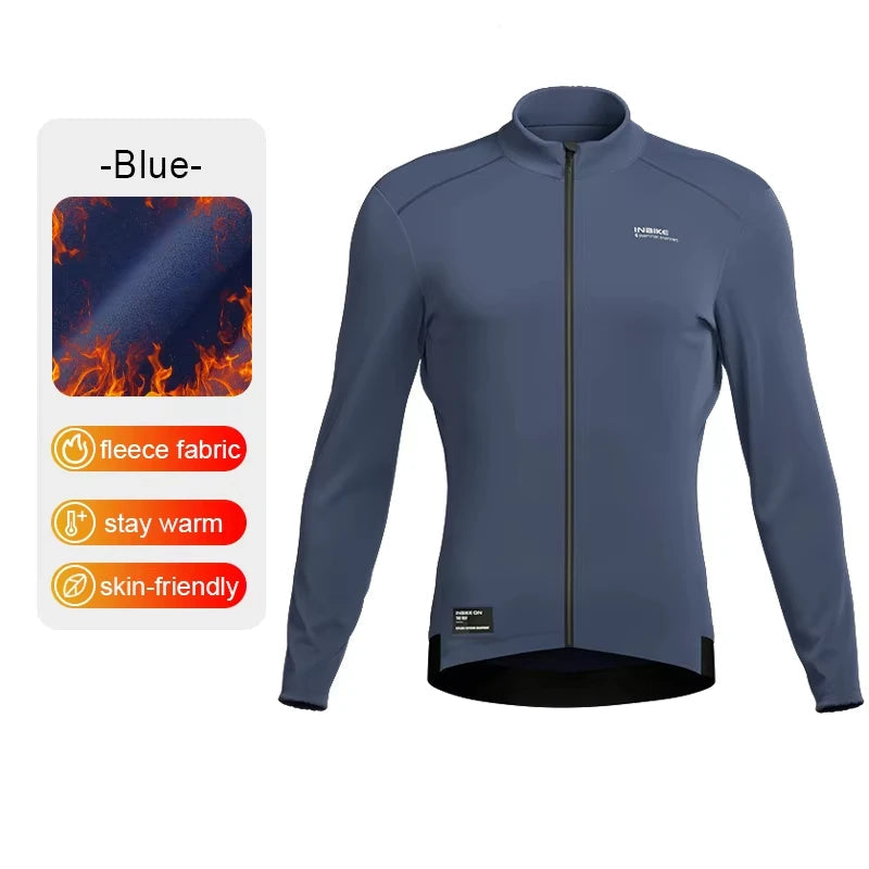 Camisa de ciclismo térmica forrada de lã quente