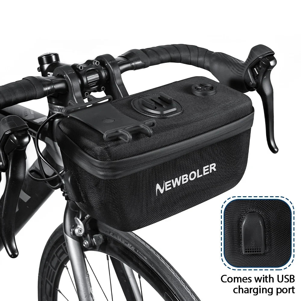 4-in-1 Bike Handlebar Bag – EVA Hardshell, 2.5L, USB Port & Quick Release