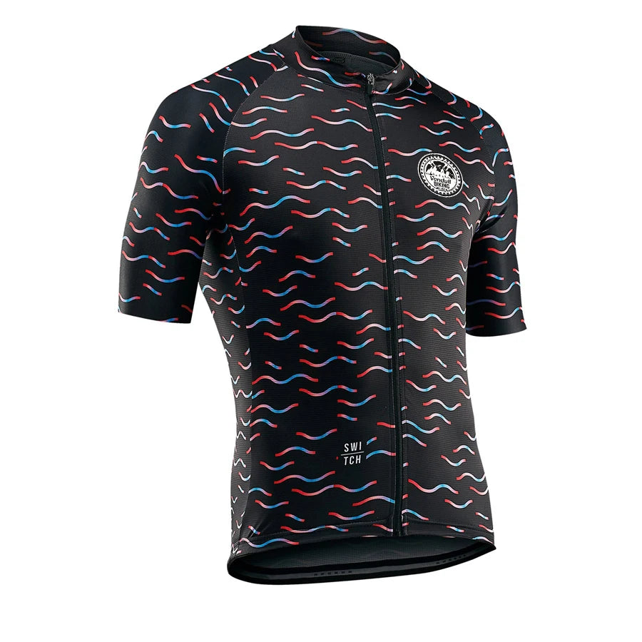 Men’s Short-Sleeve Cycling Jersey – Fleece-Lined, Fade-Resistant Print, 7 Colorways