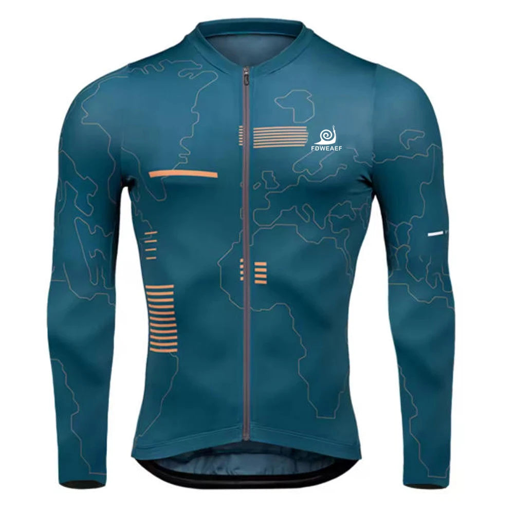 Men’s Long-Sleeve Cycling Jersey – Full-Zip, Quick-Dry MTB & Road Bike Top