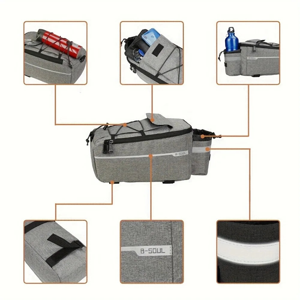 13L Waterproof Bike Rear Bag – Bicycle Pannier with Rain Cover