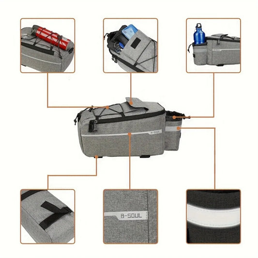 13L Waterproof Bike Rear Bag – Bicycle Pannier with Rain Cover