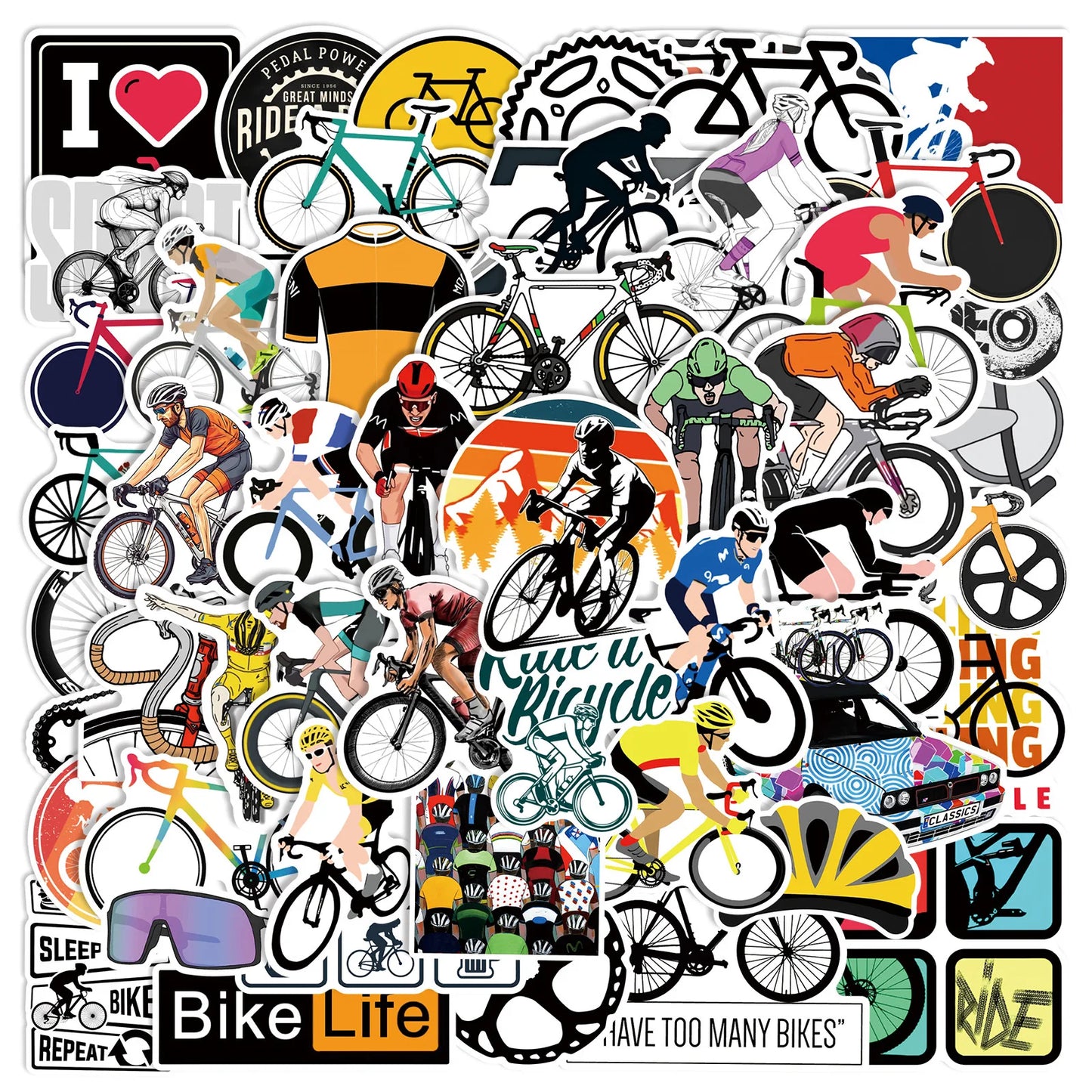 50-Piece Mountain Bike Sticker Pack