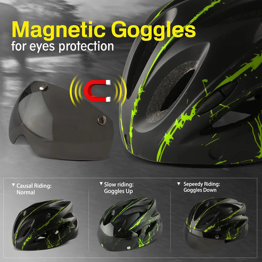 MTB-/Rennradhelm mit magnetischer Schutzbrille
