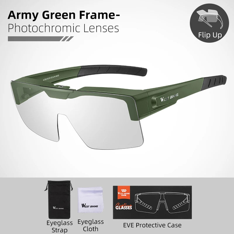Flip-Up Photochromic Cycling Sunglasses