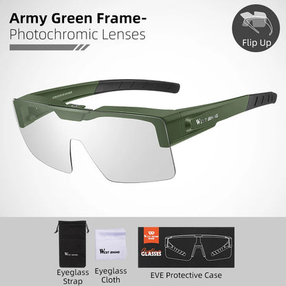 Flip-Up Photochromic Cycling Sunglasses