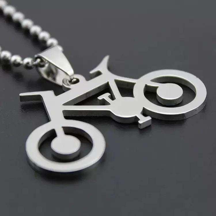 Stainless Steel Bicycle Pendant Necklace Punk