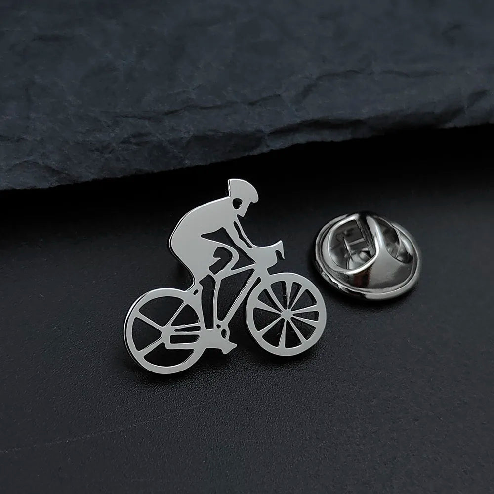 Men's Cycling Lapel Pin – Stainless Steel Brooch for Suits