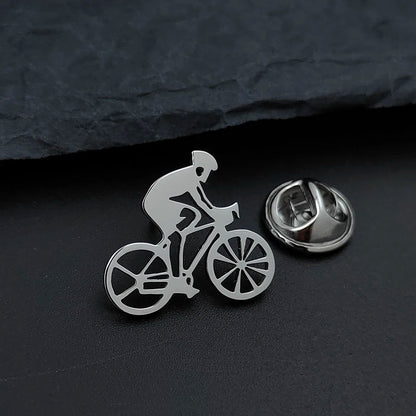 Men's Cycling Lapel Pin – Stainless Steel Brooch for Suits