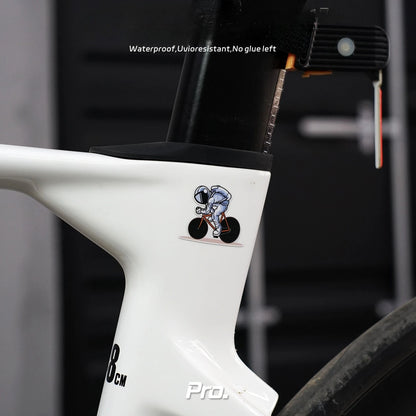 Calcomanía de vinilo astronauta ciclista