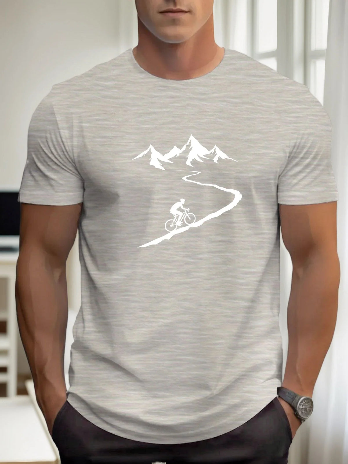 Men's Cycling Print T-Shirt – Cotton Casual Sports Tee