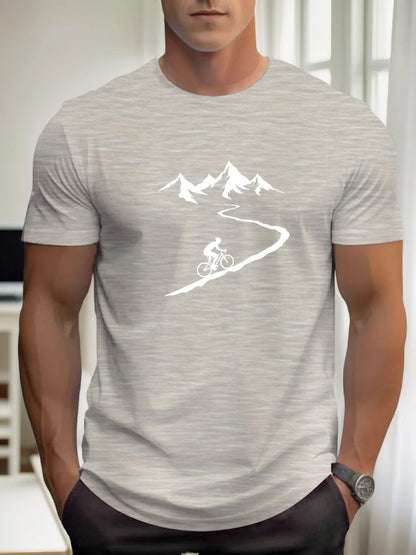 Men's Cycling Print T-Shirt – Cotton Casual Sports Tee