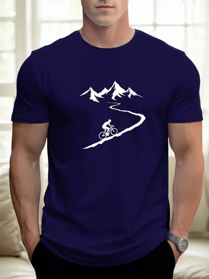 Men's Cycling Print T-Shirt – Cotton Casual Sports Tee