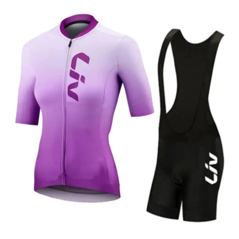 Women’s Cycling Jersey & Bib Shorts Set – 19D Gel Pad, Short Sleeve, 12 Designs