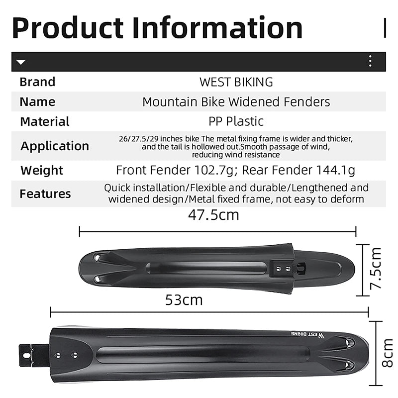 2Pcs Bike Fenders Mudguard