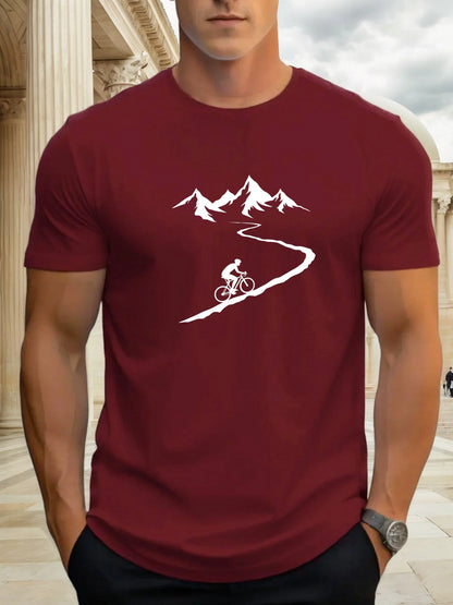 Men's Cycling Print T-Shirt – Cotton Casual Sports Tee