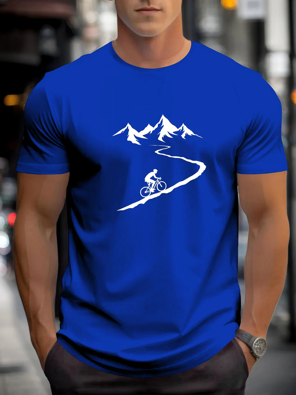 Men's Cycling Print T-Shirt – Cotton Casual Sports Tee