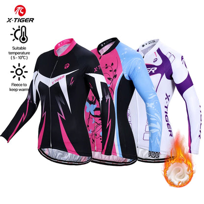 Camisa térmica feminina para ciclismo de manga comprida